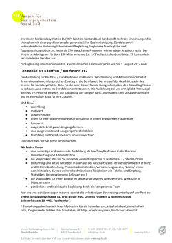Lehrstelle als Kauffrau / Kaufmann EFZ
