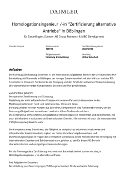 Homologationsingenieur /-in "Zertifizierung alternative