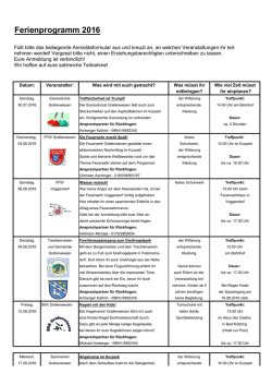 Ferienprogramm 2016
