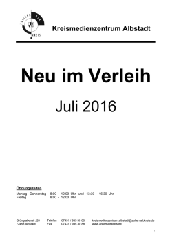 Neu im Verleih - Zollernalbkreis