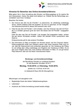 Hinweise f&uuml;r Bewerber des Online