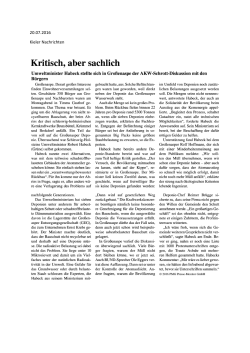 Kritisch, aber sachlich