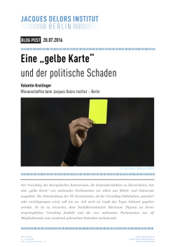 Eine &bdquo;gelbe Karte&ldquo; und der politische Schaden