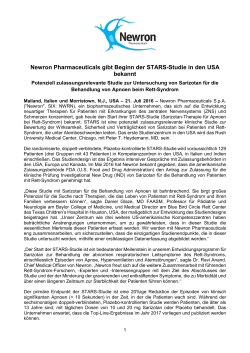 Newron Pharmaceuticals gibt Beginn der STARS