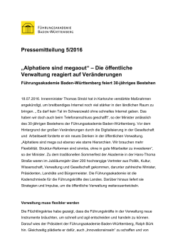 Pressemitteilung 05/2016 - Führungsakademie Baden