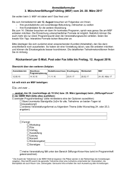 Anmeldeformular 3. MünchnerStiftungsFrühling (MSF) vom 24.