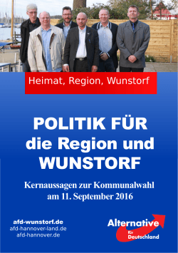 Kommunale Kernaussagen der AfD Wunstorf zur Wahl am 11.09.2016