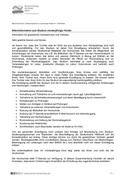 Infobrief Minderj&auml;hrige - Beuth Hochschule f&uuml;r Technik Berlin