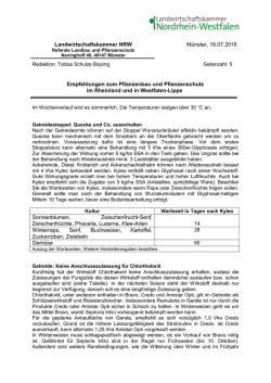 Landwirtschaftskammer NRW Münster, 18.07.2016 Empfehlungen