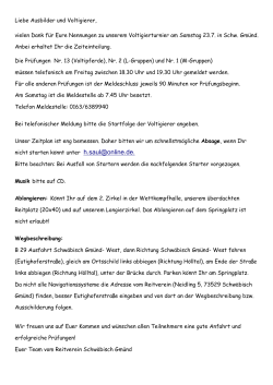 Liebe Ausbilder und Voltigierer, vielen Dank f&uuml;r Eure Nennungen zu
