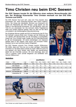Timo Christen neu beim EHC Seewen