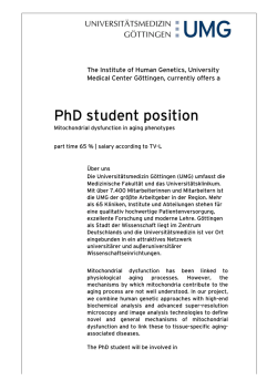 PhD student position - Universit&auml;tsmedizin G&ouml;ttingen