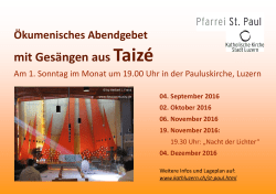 Ökumenisches Abendgebet mit Gesängen aus Taizé
