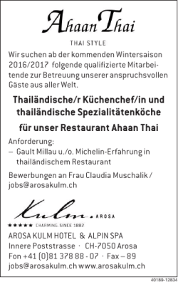 Thailändische/r Küchenchef/in und thailändische