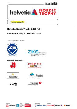 Helvetia Nordic Trophy 2016/17 Einsiedeln, 29./30. Oktober 2016