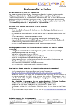 Infoblatt f&uuml;r die Zuschussvergabe