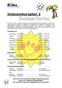 Intensivkursplan 1 - Fahrschule Molden