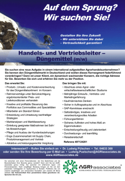 Handels- und Vertriebsleiter &ndash; D&uuml;ngemittel (m/w) - AGRI