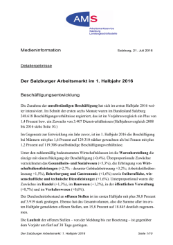 Medieninformation Der Salzburger Arbeitsmarkt im 1