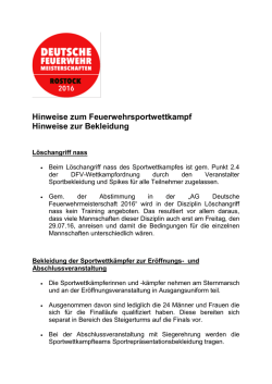 Hinweise zum Feuerwehrsportwettkampf und zur Bekleidung