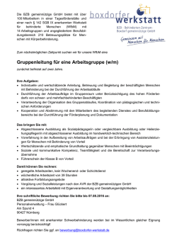 Ihre Aufgaben - Boxdorfer Werkstatt