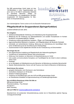 Ihre Aufgaben - Boxdorfer Werkstatt