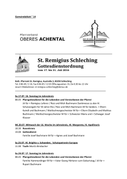 Gottesdienst-Ordnung und Informationen des