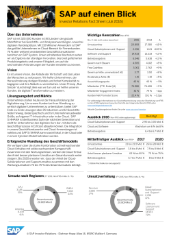 SAP Investor Relations Fact Sheet - Juli 2016