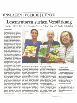 NRZ vom 18.06.2016 - Mentor - die Leselernhelfer Niederrhein eV