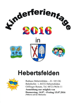 Ferienprogramm 2016 - Gemeinde Hebertsfelden