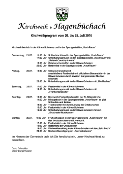 Kirchweihprogramm 2016 - Gemeinde Hagenbüchach