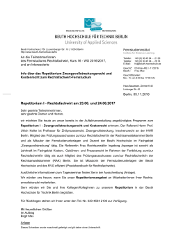 Repetitorium I - Rechtsfachwirt 23. und 24. Juni 2017