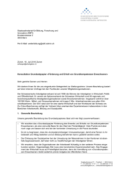 Stellungnahme - Schweizerischer Arbeitgeberverband
