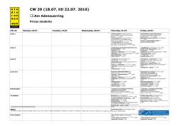 CW 29 (18.07. till 22.07. 2016)