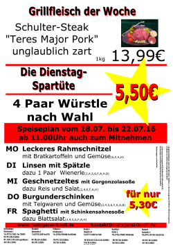 Dienstag - Spart&uuml;te
