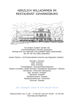 HERZLICH WILLKOMMEN IM RESTAURANT JOHANNISBURG