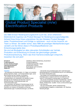 Global Product Specialist (m/w) Electrification Products