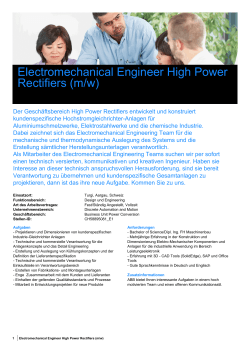 Electromechanical Engineer High Power Rectifiers (m/w)