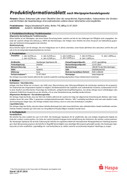 Produktinformationsblatt nach Wertpapierhandelsgesetz