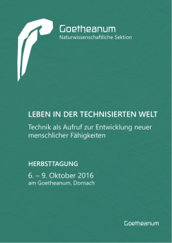 Herbsttagung 2016 - Forschungsinstitut am Goetheanum