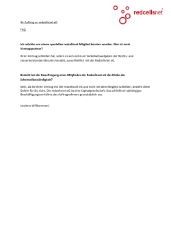 Ihr Auftrag an redcellsnet eG FAQ Ich m&ouml;chte von einem speziellen