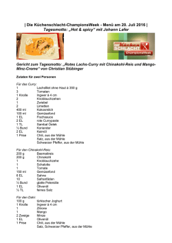 rote Lachs-Curry mit Chinakohl-Reis und Mango-Minz-Creme