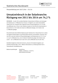 R&uuml;ckgang von 2011 bis 2014 um 74,2