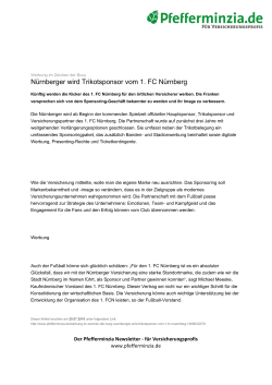 Nürnberger wird Trikotsponsor vom 1. FC Nürnberg