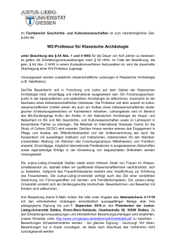 W2-Professur für Klassische Archäologie - Justus-Liebig