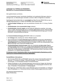 Leistungen zur Teilhabe: Merkblatt zur Anwesenheitsbescheinigung