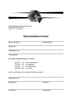 Unser Formular zur Einrichtung einer Einzugsermächtigung