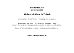 StudentenJob zu vergeben Webentwicklung in Teilzeit
