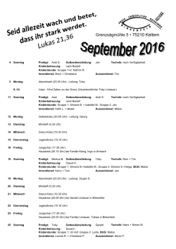 September 2016 - Freie Christliche Gemeinde Birkenfeld Keltern