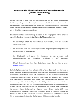 Hinweise f&uuml;r die Abrechnung auf Gutachtenbasis (fiktive